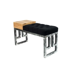 Ławka Pufa Pikowana Czarny Guzik Tapicerowany Stal LPMS-22 Rozmiary od 50 cm do 200 cm