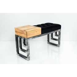 Ławka Pufa Pikowana Czarny Guzik Tapicerowany Stal LPMS-23 Rozmiary od 50 cm do 200 cm