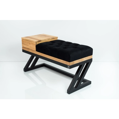 Ławka Pufa Pikowana Czarny Guzik Tapicerowany Stal Czarny LPMS-27 Rozmiary od 50 cm do 200 cm