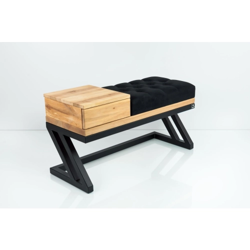 Ławka Pufa Pikowana Czarny Guzik Tapicerowany Stal Czarny LPMS-27 Rozmiary od 50 cm do 200 cm