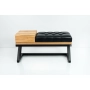 Ławka Pufa Pikowana Ekoskóra Czarny Guzik Tapicerowany Stal Czarny LPMS-27 Rozmiary od 50 cm do 200 cm