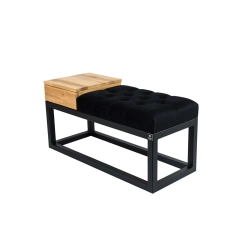 Ławka Pufa Pikowana Czarny Guzik Tapicerowany Stal Czarny LPMS-28 Rozmiary od 50 cm do 200 cm