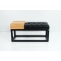 Ławka Pufa Pikowana Ekoskóra Czarny Guzik Tapicerowany Stal Czarny LPMS-28 Rozmiary od 50 cm do 200 cm