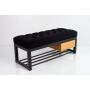 Ławka Pufa Pikowana Czarny Guzik Tapicerowany Stal LPMS-3 Rozmiary od 50 cm do 200 cm