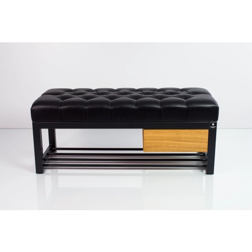 Ławka Pufa Pikowana Ekoskóra Czarny Stal LPMS-3 Rozmiary od 50 cm do 200 cm