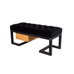 Ławka Pufa Pikowana Czarny Guzik Tapicerowany Stal LPMS-6 Rozmiary od 50 cm do 200 cm