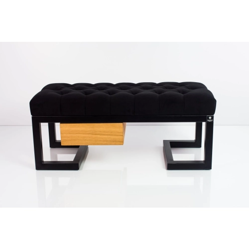 Ławka Pufa Pikowana Czarny Guzik Tapicerowany Stal LPMS-6 Rozmiary od 50 cm do 200 cm