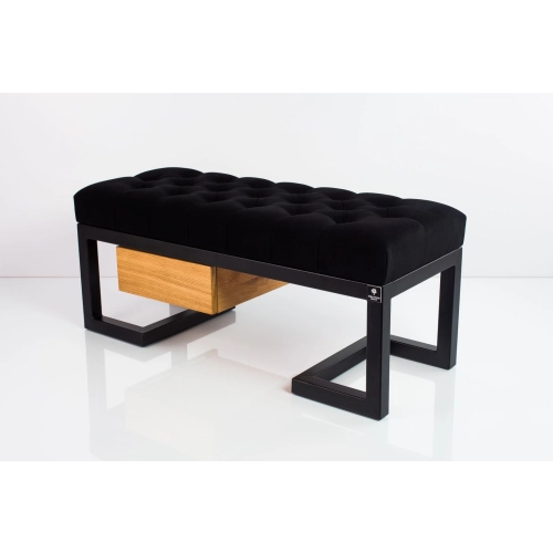 Ławka Pufa Pikowana Czarny Guzik Tapicerowany Stal LPMS-6 Rozmiary od 50 cm do 200 cm