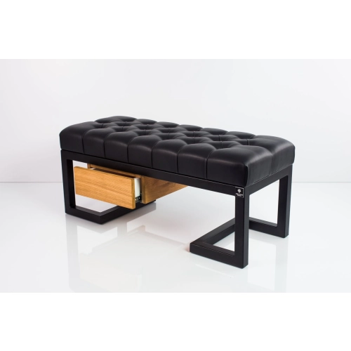 Ławka Pufa Pikowana Ekoskóra Czarny Stal LPMS-6 Rozmiary od 50 cm do 200 cm