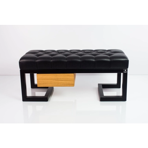 Ławka Pufa Pikowana Ekoskóra Czarny Stal LPMS-6 Rozmiary od 50 cm do 200 cm