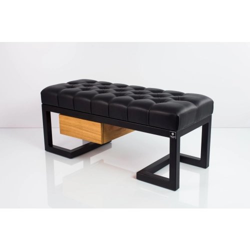 Ławka Pufa Pikowana Ekoskóra Czarny Stal LPMS-6 Rozmiary od 50 cm do 200 cm