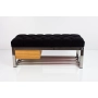 Ławka Pufa Pikowana Czarny Guzik Tapicerowany Stal Nierdzewna Szczotkowana / Polerowana LPMS-8 Rozmiary od 50 cm do 200 cm