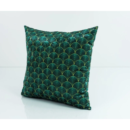 Poduszka Kwadratowa Welur Wachlarze Zieleń 03