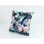 Poduszka Kwadratowa Welur Akwarela Kwiaty Ptak