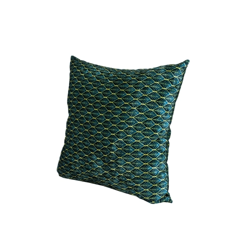 Poduszka Kwadratowa Welur Złote Liście Zieleń 03