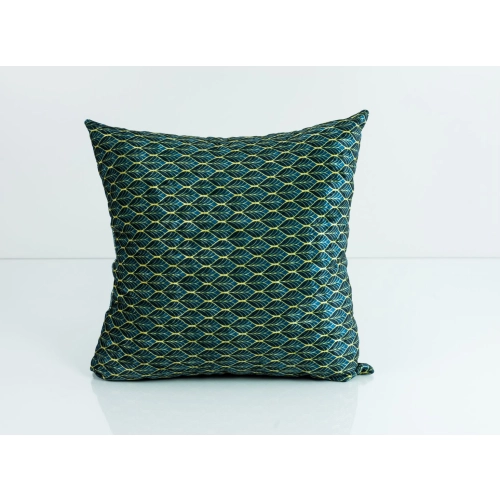 Poduszka Kwadratowa Welur Złote Liście Zieleń 03