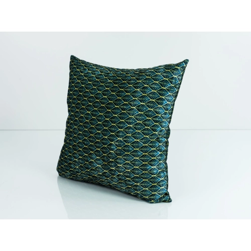 Poduszka Kwadratowa Welur Złote Liście Zieleń 03