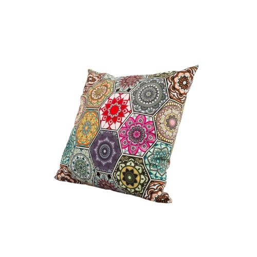 Poduszka Kwadratowa Welur Hexagony Mandala