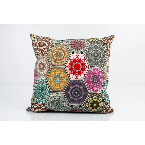 Poduszka Kwadratowa Welur Hexagony Mandala