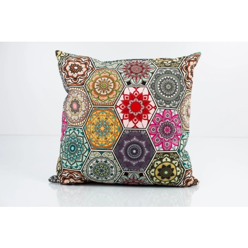 Poduszka Kwadratowa Welur Hexagony Mandala