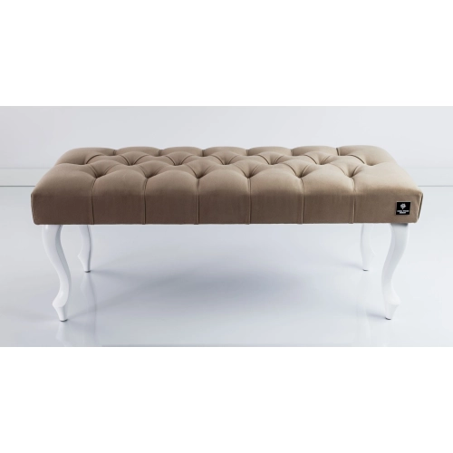 Ławka Pufa Pikowana Cappuccino Guzik Tapicerowany LPP-1 + Wieszak Ścienny WDC-35