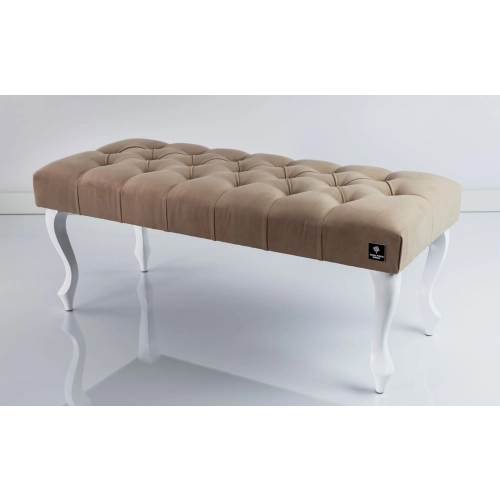 Ławka Pufa Pikowana Cappuccino Guzik Tapicerowany LPP-1 + Wieszak Ścienny WDC-5