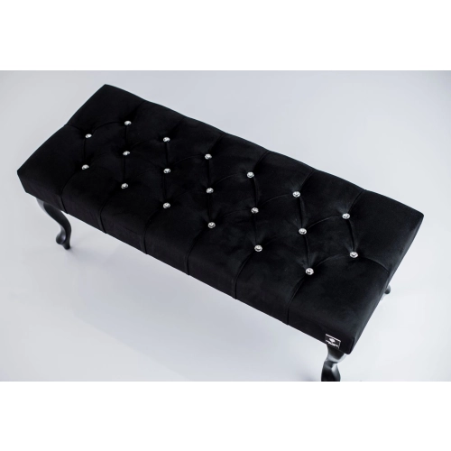 Ławeczka Pufa Pikowana Czarna Guzik Kryształ LPP-1 Rozmiary od 50 cm do 120 cm