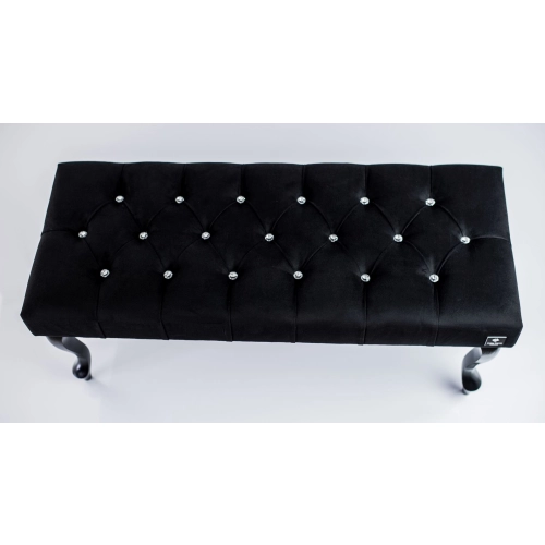 Ławeczka Pufa Pikowana Czarna Guzik Kryształ LPP-1 Rozmiary od 50 cm do 120 cm