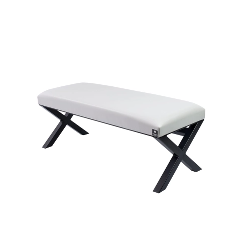 Ławka Pufa Tapicerowana Siedzisko Gładkie Ekoskóra Popiel Stal LGM-11 Rozmiary od 50 cm do 200 cm