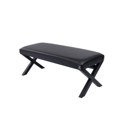 Ławka Pufa Tapicerowana Siedzisko Gładkie Ekoskóra Czarny Stal LGM-11 Rozmiary od 50 cm do 200 cm