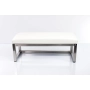 Ławka Pufa Tapicerowana Siedzisko Gładkie Ekoskóra Biały Stal Nierdzewna Szczotkowana / Polerowana LGM-2 Rozmiary od 50 cm do 200 cm