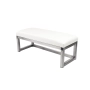 Ławka Pufa Tapicerowana Siedzisko Gładkie Ekoskóra Biały Stal Nierdzewna Szczotkowana / Polerowana LGM-2 Rozmiary od 50 cm do 200 cm