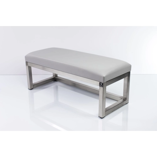 Ławka Pufa Tapicerowana Siedzisko Gładkie Ekoskóra Popiel Stal Nierdzewna Szczotkowana / Polerowana LGM-2 Rozmiary od 50 cm do 200 cm