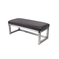 Ławka Pufa Tapicerowana Siedzisko Gładkie Ekoskóra Grafit Stal Nierdzewna Szczotkowana / PolerowanaLGM-2 Rozmiary od 50 cm do 200 cm