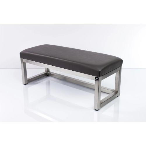 Ławka Pufa Tapicerowana Siedzisko Gładkie Ekoskóra Grafit Stal Nierdzewna Szczotkowana / PolerowanaLGM-2 Rozmiary od 50 cm do 200 cm