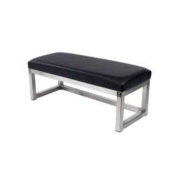 Ławka Pufa Tapicerowana Siedzisko Gładkie Ekoskóra Czarny Stal Nierdzewna Szczotkowana / Polerowana LGM-2 Rozmiary od 50 cm do 200 cm