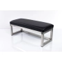 Ławka Pufa Tapicerowana Siedzisko Gładkie Ekoskóra Czarny Stal Nierdzewna Szczotkowana / Polerowana LGM-2 Rozmiary od 50 cm do 200 cm