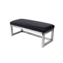 Ławka Pufa Tapicerowana Siedzisko Gładkie Ekoskóra Czarny Stal Nierdzewna Szczotkowana / Polerowana LGM-2 Rozmiary od 50 cm do 200 cm