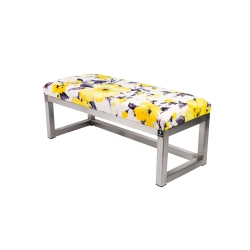 Ławka Pufa Tapicerowana Marakesz 2381 Żółty Stal Nierdzewna Szczotkowana / Polerowana LGM-2 Rozmiary od 50 cm do 200 cm