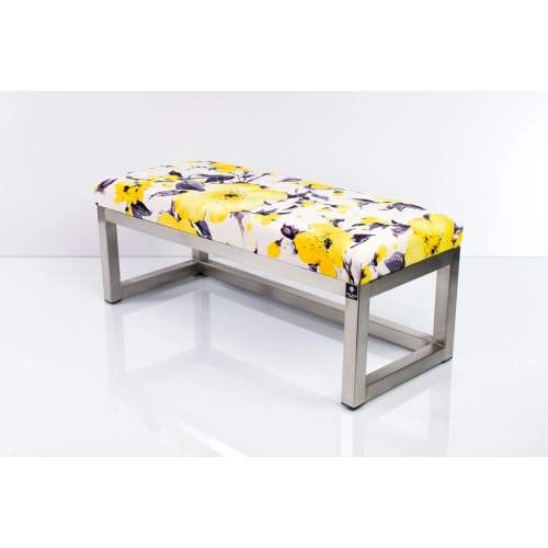 Ławka Pufa Tapicerowana Marakesz 2381 Żółty Stal Nierdzewna Szczotkowana / Polerowana LGM-2 Rozmiary od 50 cm do 200 cm