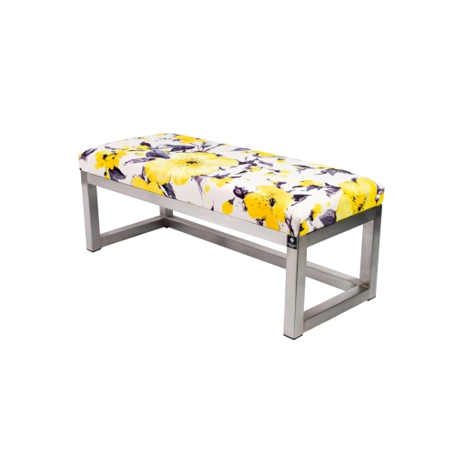 Ławka Pufa Tapicerowana Marakesz 2381 Żółty Stal Nierdzewna Szczotkowana / Polerowana LGM-2 Rozmiary od 50 cm do 200 cm
