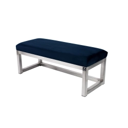 Ławka Pufa Tapicerowana Siedzisko Gładkie Granatowy Stal Nierdzewna Szczotkowana / Polerowana LGM-2 Rozmiary od 50 cm do 200 cm