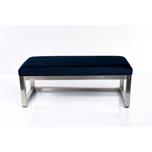 Ławka Pufa Tapicerowana Siedzisko Gładkie Granatowy Stal Nierdzewna Szczotkowana / Polerowana LGM-2 Rozmiary od 50 cm do 200 cm