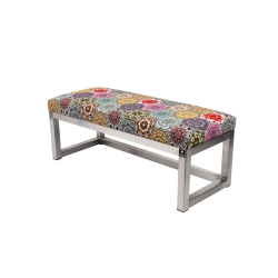 Ławka Pufa Tapicerowana Hexagony Mandala Stal Nierdzewna Szczotkowana / Polerowana LGM-2 Rozmiary od 50 cm do 200 cm