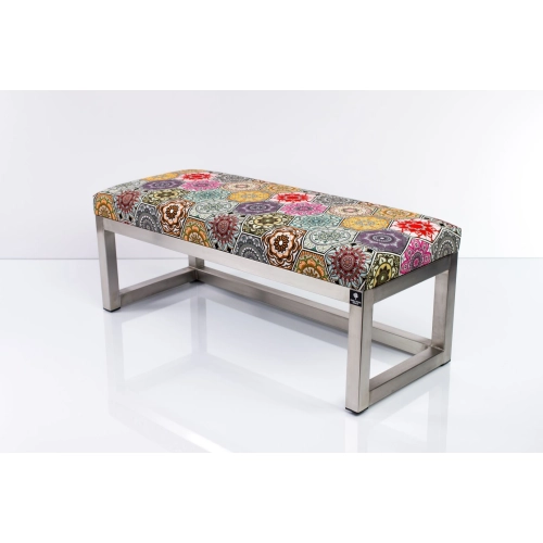 Ławka Pufa Tapicerowana Hexagony Mandala Stal Nierdzewna Szczotkowana / Polerowana LGM-2 Rozmiary od 50 cm do 200 cm