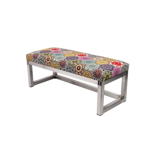 Ławka Pufa Tapicerowana Hexagony Mandala Stal Nierdzewna Szczotkowana / Polerowana LGM-2 Rozmiary od 50 cm do 200 cm