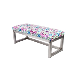 Ławka Pufa Tapicerowana Kwiaty Łowieckie Stal Nierdzewna Szczotkowana / Polerowana LGM-2 Rozmiary od 50 cm do 200 cm
