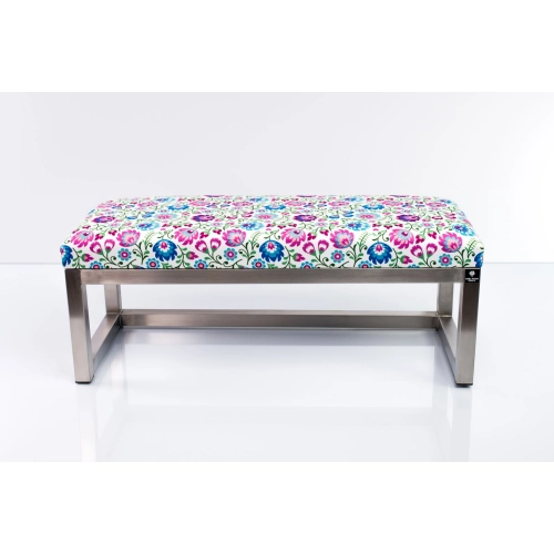 Ławka Pufa Tapicerowana Kwiaty Łowieckie Stal Nierdzewna Szczotkowana / Polerowana LGM-2 Rozmiary od 50 cm do 200 cm