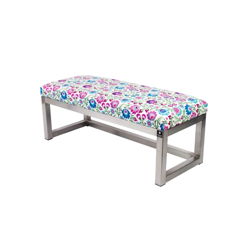 Ławka Pufa Tapicerowana Kwiaty Łowieckie Stal Nierdzewna Szczotkowana / Polerowana LGM-2 Rozmiary od 50 cm do 200 cm