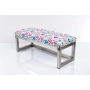 Ławka Pufa Tapicerowana Kwiaty Łowieckie Stal Nierdzewna Szczotkowana / Polerowana LGM-2 Rozmiary od 50 cm do 200 cm